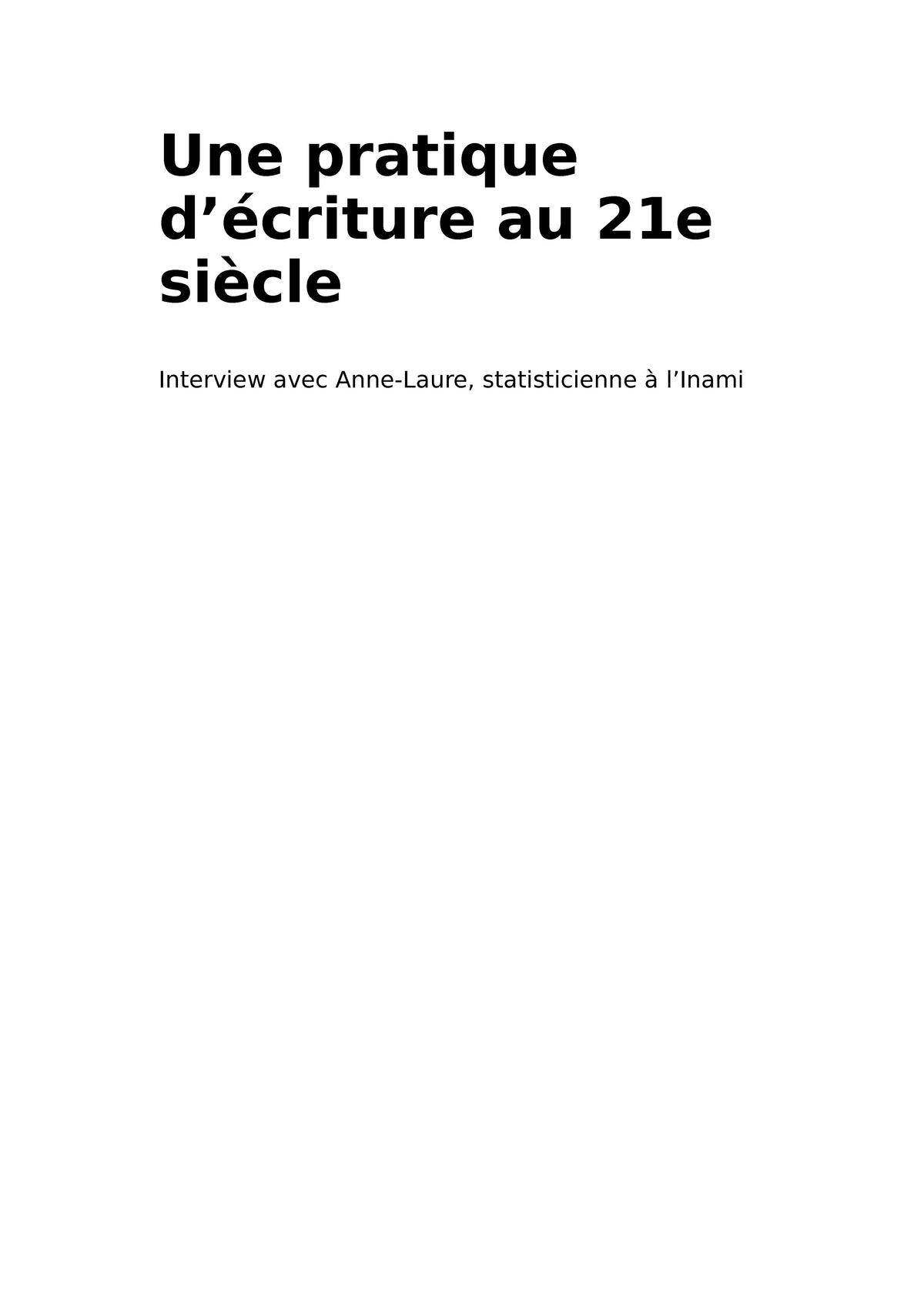 Une pratique d’écriture au 21e siècle