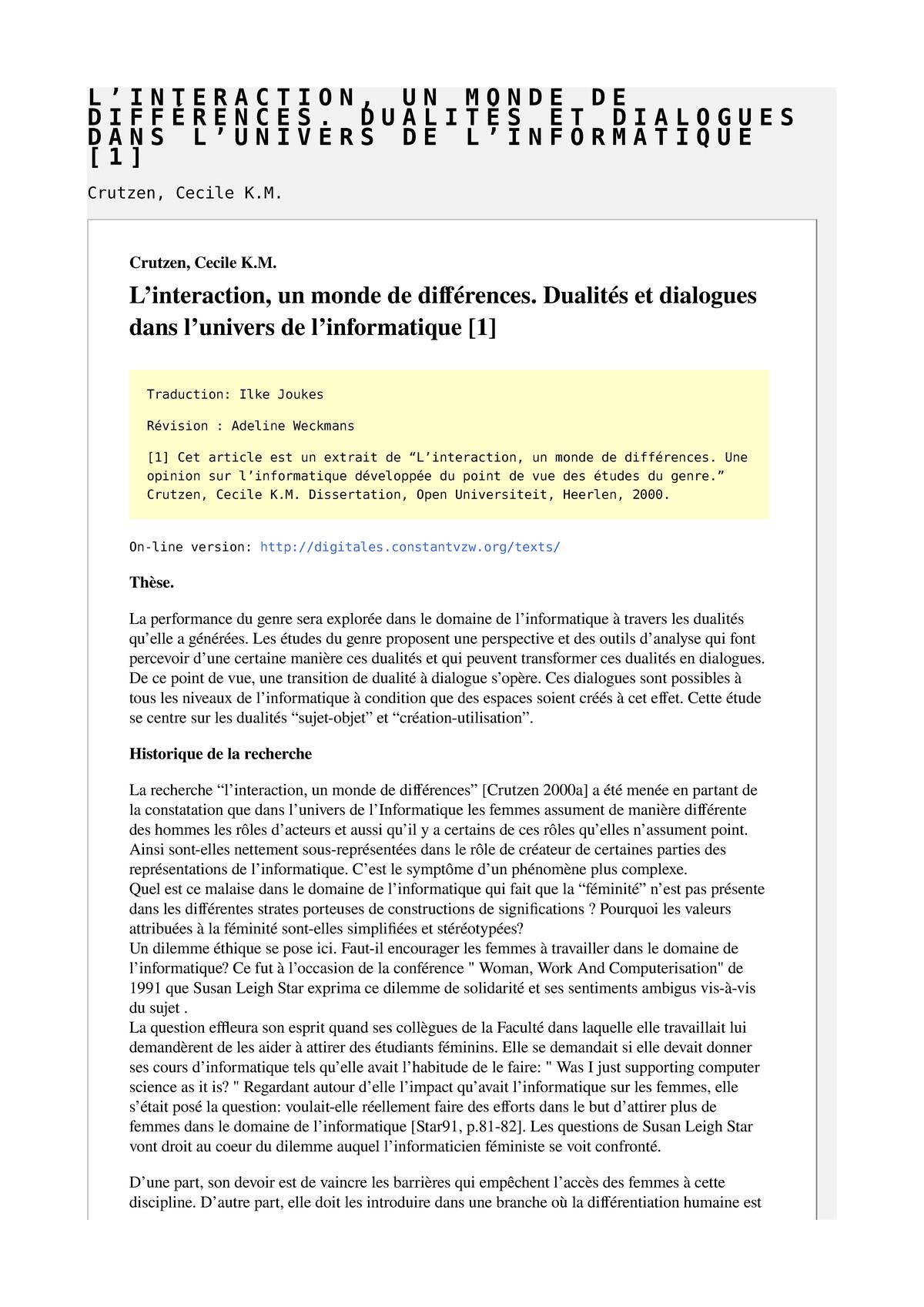 L’interaction, un monde de différences. Dualités et dialogues dans l’univers de l’informatique  [1]